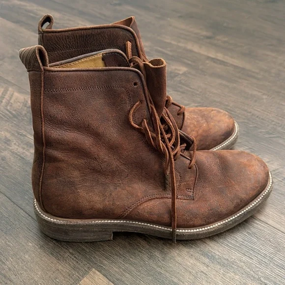 Men’s Billy Reid lace up boots brown leather size 9 Billy Reid Brown Handmade Leather lace up Boots Men 10 main image 4